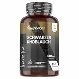 Schwarzer Knoblauch 100:1-15000 mg Knoblauch Extrakt pro Portion - Allium Sativum - 180 veganes Kapseln - 6 Monate Vorrat - Black Garlic - Frei von Magnesiumstearat - 1 Kapsel täglich - WeightWorld