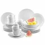 MÄSER Serie Barca, Geschirr-Set für 6 Personen, 30-tlg. Kombiservice, Weiß, Porzellan