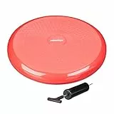 Relaxdays Balance Kissen, max. Gewicht 140 kg, Balance Pad mit Luftpumpe, Ballsitzkissen m. Noppen, Fitnesskissen, rot