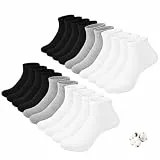 Tialfas Sneaker Socken Damen 39-42, 10 Paar Baumwolle Knöchelsocken Unisex Laufsocken und Sportsocken, Atmungsaktive Kurze Socken für Damen Herren in Schwarz Weiß Grau