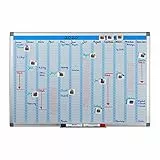 Relaxdays Whiteboard, Jahresplaner, abwischbar, magnetisch, Planungstafel mit Stiftablage, Magnetwand 60 x 90 cm, weiß