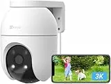 EZVIZ 5MP Pan&Tilt Überwachungskamera Aussen WLAN, 360° Überwachung, Personen-/Fahrzeugerkennung, Zwei-Wege-Audio, Automatischer Verfolgung, Farbnachtsicht, Wetterfest, H.265-Videotechnologie, C8c 3K