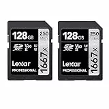 Lexar Professional 1667x SD Karte 128GB 2er-Pack, Speicherkarte SDXC UHS-II, Bis zu 250 MB/s Lesen, Class 10, U3, V60, SD für Professionelle Fotografen, Videofilmer, Enthusiasten (LSD1667128G-B2NAA)