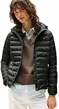 Tommy Hilfiger Damen Daunenjacke Padded Global Stripe Jacket mit Kapuze, Schwarz (Black), L