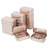 LJY Metalldosen mit Scharnierdeckel (9,5 x 6 x 2,2 cm) – Stapelbare Aufbewahrungsbox aus Weißblech für DIY & Kleinteile, Rechteckige Blechdose, Leer & Glatt, Tin Box (Roségold, 20 Stück)