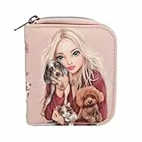 Depesche 13678 TOPModel Fur Ever Friends - Portemonnaie in Rosa und Kupfer, mit Model Motiv, Hunden und Katzen, Geldbörse mit Druckknopf-Verschluss