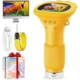 Mikroskop für Kinder, Ashfly 1000X Taschenmikroskop mit 2,0' IPS-Bildschirm USB Microscope Lupe, 8 LED Lights -Anschluss an PC, Mini-Kindermikroskop für Ostern Spielzeug - Orange