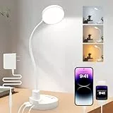 ZAPLIT 15W LED Schreibtischlampe mit USB-A & USB-C – Dimmbar, 3 Farbtemperaturen, 5 Helligkeitsstufen, 4 Timer, Flexibler 360° Schwanenhals, Augenschonend, Tischlampe für Büro & Schlafzimmer - Weiß
