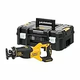 Dewalt 18V XR Akku-Säbelsäge DCS382NT (bürstenloser Motor, sehr kompakt, max. Schnittleistung 300mm, hohe Schnittgeschwindigkeit, mit LED-Licht, inkl. TSTAK Box, Lieferung ohne Akku & Ladegerät)