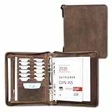 ALMADIH Leder A5 Organizer Reißverschluss + Kalender 2026 Schreibblock BV Premium Rindsleder Ledermappe Terminplaner Mappe Systemplaner Konferenzmappe Ringmechanik braun (A5 Organizer Vintage)