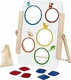 goki Zielwurfspiel für Klein und Groß - Beidseitig bespielbar, aus Holz, inkl. Wurfsäckchen, fördert Hand-Augen-Koordination, ideal für drinnen und draußen, Sackloch Spiel