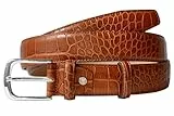 PASQUALE CUTARELLI Italienischer Ledergürtel mit Krokodilmuster Dunkle Kastanie Klein 90 Zentimeter