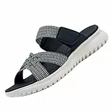 Acfoda Sandalen Damen Sommer Bequeme Pantoletten Leichte Hausschuhe Weiche Latschen Casual Schlappen Elegant Slipper Hausschlappen Sandale mit Fussbett Schwarz 41