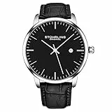 Stuhrling Original Rasa Herren Dress Watch 40 mm, elegante Armbanduhr Herren mit schwarzem Zifferblatt, Quarzuhr mit Lederarmband, 50 m wasserdicht