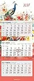 3-Monatskalender Design 2027: Wandkalender 33x80 cm mit 3 Monaten im Überblick, Datumsschieber, Jahresübersicht, Schulferien, faltbar, für Büro & Homeoffice