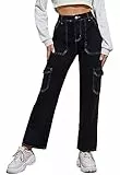 Alaster Queen Baggy Jeans Damen Jeans Mit Hohem Bund Locker Freizeit Damen Jeans Stretch Schwarz XL