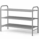 Kitsure Schuhregal Metall - 3-stöckiges, rostbeständiges Schuhregal platzsparend mit tragbaren Griffen, Schuhablage für Kleiderschrank, Eingangsbereich, Schlafzimmer, 68,5 x 28 x 55 cm, Grau