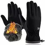 Yobenki Winter-Laufhandschuhe für Herren und Damen, Thermo-Handschuhe, wasserdicht, verdicktes Fleecefutter, warme Handschuhe, kaltes Wetter, Touchscreen-Handschuhe für Skifahren, Radfahren, Fahren