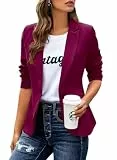 Cicy Bell Damen Casual Langarm Blazer Revers Büro Arbeit Blazer Jacke Helles Purpurrot L