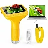 Ashfly Mikroskop für Kinder, Mini Lemoni Mikroskop - 3,0' IPS-Bildschirm LED Lights -Anschluss an PC, Werkzeug, im Alter von 3, 4, 5, 6, 7, Orange(Bildungsgeschenk)