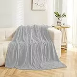 FEBE Kuscheldecke Flauschig Silver Grau 200x220 cm Wohndecke Fleecedecke Sofadecke Zimmerdeko Couch überwurfdecke Blanket