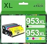 HALLOLUX 953XL 953 XL Druckerpatronen Ersatz für HP 953 XL für HP Officejet Pro 8720 8730 7740 7730 7720 8718 8725 8715 8728 8218 8719 8740 8210 8216 8710 (Schwarz, Cyan, Magenta, Gelb, 4 Pack)