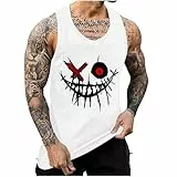 KOG Tank Top Herren Sport Tanktop Sommer Muskelshirt Ärmelloses Unterhemd Mode Motiv Sportshirt Mode Baumwolle Tshirts Junge Shirt Shirts Männer Fashion Tops Weiß XL