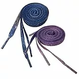 Holibanna 2 Paar Glitzer Schnürsenkel Polyester Bedruckte Flache Schuhschnur DIY Ersatz für Skatestiefel Casual Canvas Schuhe Lederschuhe (Lila Blau 120Cm)
