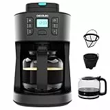 Cecotec Tropfkaffeemaschine Coffee 66 Grind & Drop Essential. 1086 W, Klingenmühle, bis zu 12 Tassen, Extremearoma-Technologie, Digitale, aus Edelstahl, mit automatischer Abschaltung