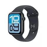 Apple Watch SE 3 GPS 44 mm Smartwatch mit Aluminiumgehäuse in Mitternacht und Sportarmband in Mitternacht (M/L). Fitness‑ und Schlaftracker, Herzfrequenzmesser, Always-On Display, Wasserschutz