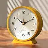 AYRELY Wecker Analog ohne Ticken, Kleiner Retro-Metall-Tischuhr, batteriebetrieben, mit Nachtlicht für Kinder und Erwachsene. Ideal für Nachttisch, Schlafzimmer und Wohnzimmer-Deko(Orange)
