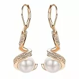 Vissen Weiße Perlen Ohrringe Hängend Damen Vergoldete Leverback Zirkonia Modeschmuck Ohrringe Creolen