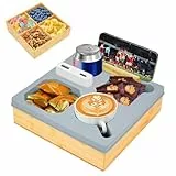 MAIJIAJU Couchbar Snackbox Silikon, Bambus Sofatablett mit Abnehmbaren Trennwänden, Anti-Spill Snackbar Sofa Organizer Couch Bar Butler Tablett mit Getränkehalter und Handyhalter für Sofa Deko