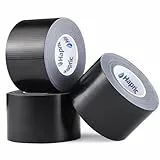 Hapric 3 Rollen Panzertape Schwarz, 48mm x 18m Panzerband 210μ Gewebeband Wasserdicht für Innen Außen Rohre Reparieren Kartons Verpacken