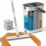 HoMettler wischmopp Set mit Eimer,Mopp mit klarem Wasser auswaschen,100% Trennung von Frisch und Schmutzwasser,Geeignet für Hartholz, Vinyl, Fliesen