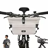 LARKSON Lenkertasche Fahrrad Beige - Lasse - 2 in 1 Fahrradtasche & Umhängetasche - Bikepacking Tasche für Lenker Vorne mit Reflektion - Wasserabweisend