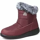VTASQ Damen Winterstiefel Wasserdicht Warme Gefütterte Schneestiefel Herren Outdoor Stiefel rutschfeste Flache Warme Boots Winter Stiefeletten Rot 38 EU