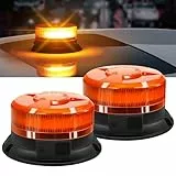 AnTom 2 Stück Rundumleuchte LED - 9 Blitzmuster, Gelbe LED Warnleuchte mit Magnet, Autoladekabel und USB-Kabel für Lkw, Traktor, SUV, Golfwagen, Notfallfahrzeuge und Baustellen [Energieklasse A+++]