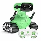 ALLCELE Roboter Kinder Spielzeug, Wiederaufladbares Ferngesteuertes Roboter Spielzeug mit LED-Augen Musik und Interessanten Geräuschen für ab 3 4 5 6 7 8 Jahre Jungen und Mädchen Geschenk -grün