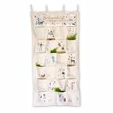 Papierdrachen Adventskalender 2025 - als Wandkalender - Cheerful Christmas - beige - hochwertig bestickt mit Weihnachtsmotiven - zum selber Befüllen - mit großzügigen Taschen - Set 46