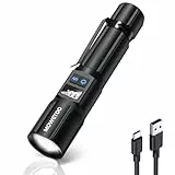 MOWETOO Taschenlampe Aufladbar - LED UV Lampe Schwarzlicht 2 In 1, 395nm Zoombare UV Licht Torch mit 5 Modi und LCD-Display für Urinuntersuchung von Haustieren, Geldscheinkontrolle, Outdoor