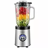 Steinborg® Standmixer Glas Edelstahl 800 Watt 1,5 Liter Glaskrug Universal Power Mixer Smoothie Maker Zerkleinerer Multifunktionsmixer 6-Fach Messer Ice Crusher 5 Stufen + Pulse Funktion