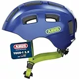 ABUS Fahrradhelm Youn-I 2.0 - mit Licht für Kinder, Jugendliche und junge Erwachsene - für Mädels und Jungs - Blau (funkelnd), Größe M (52-57 cm)