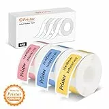 Pristar P15 Etiketten, 3 Rollen 12mm * 40mm Selbstklebendes Thermoband Etiketten, Kompatibel mit P15 Etikettendrucker, Pink+Gelb+Blau, 160 Etiketten/Rolle
