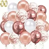 Rosegold Luftballons Set, luftballons hochzeit Set 60 Stück 12 zoll Ballons mit 2 Rollen Band für Geburtstag Jubiläum Party Dekoration Graduierun Valentinstag Verlobungsdeko