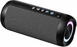 Bluetooth Lautsprecher mit Licht, 30W Musikbox Tragbarer Bluetooth Box mit IPX7 wasserdicht, Dualen Bass-Treibern, 30 Sth Akku, RGB Lichter, TWS Kopplung，AUX, TF Karte, Geeignet Outdoor/Party/Reisen