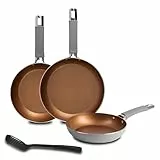 BERGNER Loja Reeco - 4-Piece Set - 3 Frying Pans 18-22 and 26 cm Induction Cookware + 1 Forged Aluminium Groove Spatula - Excellent Quality