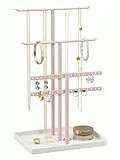 Schmuck Organizers, Schmuckständer 32cm Groß, 4 Ebenen Robust Schmuckaufbewahrung Reise, Schmuckschrank Organizer für Halskette, Armband, Parfüm und Ohrringe, Deko Aesthetic Accessoires, Rosa