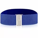 Cobee Damen elastischer breiter Gürtel, Taillengürtel mit flacher Schnalle Verstellbarer Vintage Elegant Schwarz Breit Cinch für Kleider