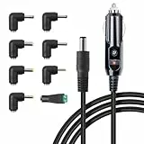 12V 2A KFZ Ladegerät Universal Netzkabel Zigarettenanzünder mit 8 DC Adapter Tips, 24W Auto Ladegerät Netzteil Ladekabel für DVD Player, GPS, Kamera, Tablet, LED Lichtleisten, Router, Lautsprecher